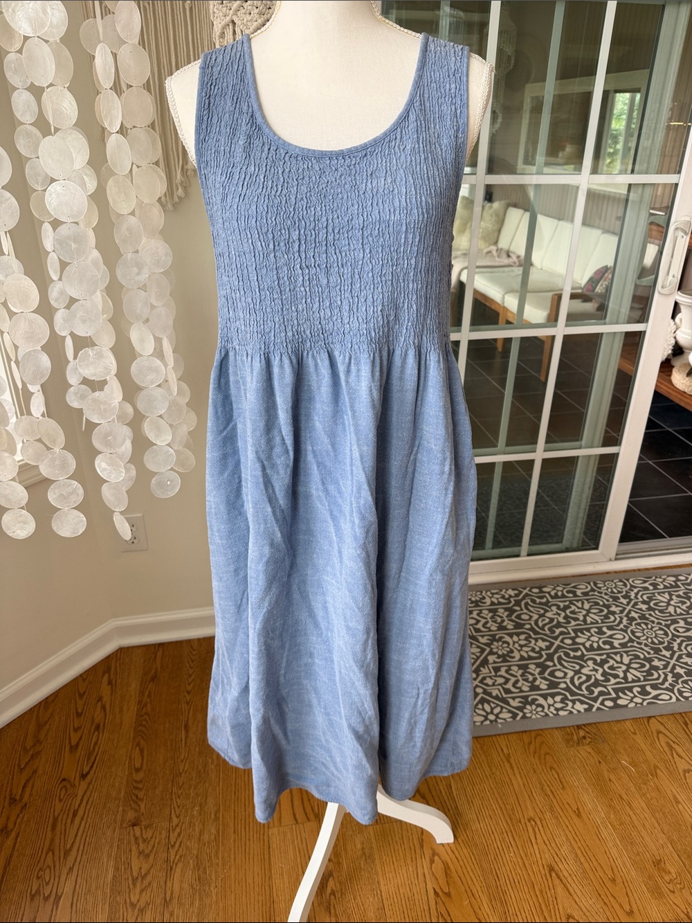 Light Blue Cotton Sleeveless Smocked Sundress medium